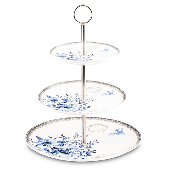 Rose Blue 3-Tier Cake Stand