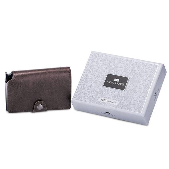 Leather Card Holder Brown 