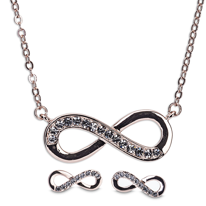 Rose Gold Infinity Necklace and Earring Gift Set