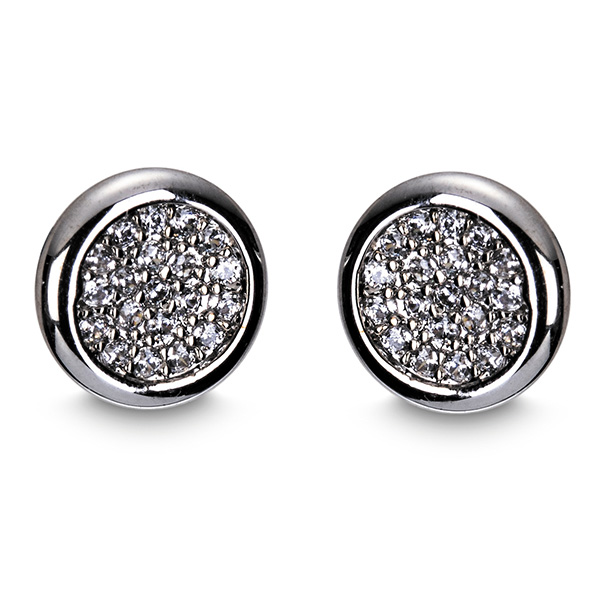 Silver Diamante Round Earrings