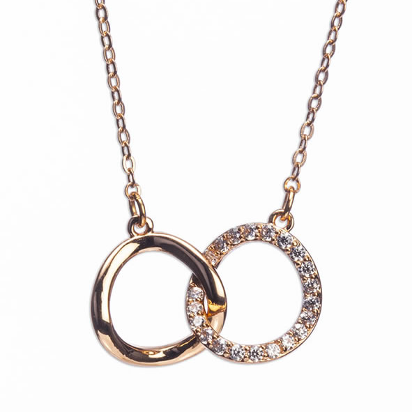 Gold Interlocking Rings Necklace | Gold Interlocked Bands Pendant