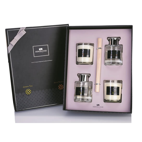 Luxury Candle & Diffuser Gift Set (4) - Lemongrass Fusion / Lime & Mandarin Blossom